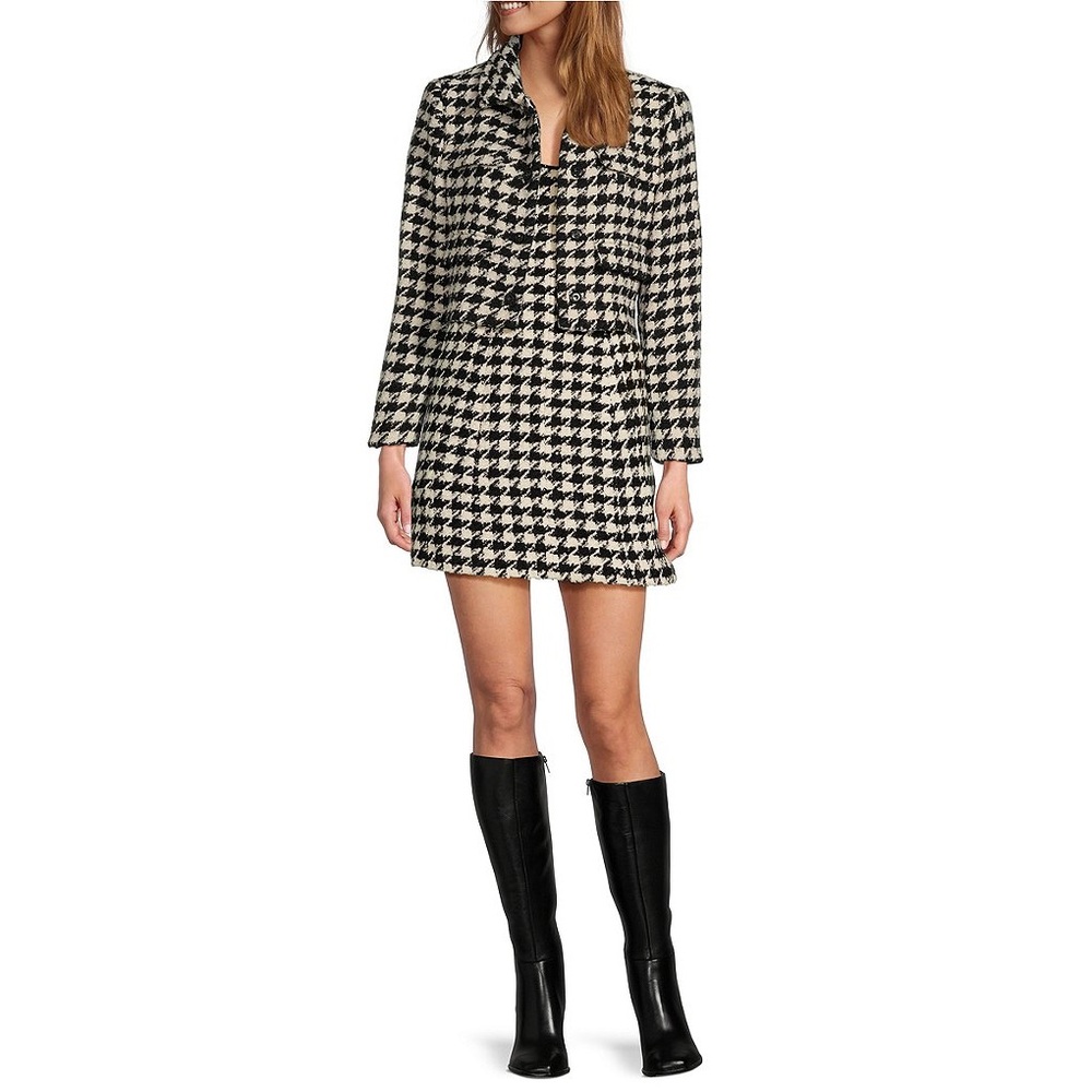 NWT Antonio Melani Macy Wool Blend Houndstooth Square Nec Sheath Dress Sz 6 - Picture 5 of 12